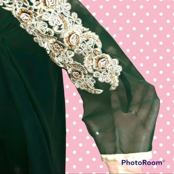 HOST PICKx2! Vintage Romantic Deep Hunter Green Dress - Picture 9 of 12